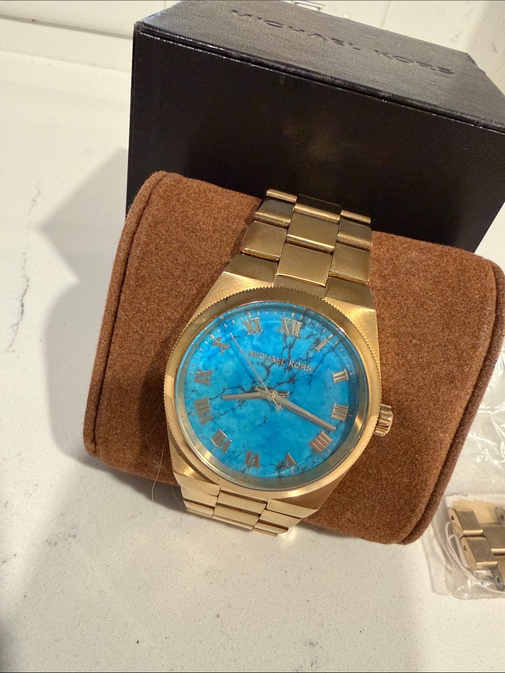 Michael Kors Gold-Tone Men’s Watch with Turquoise Dial